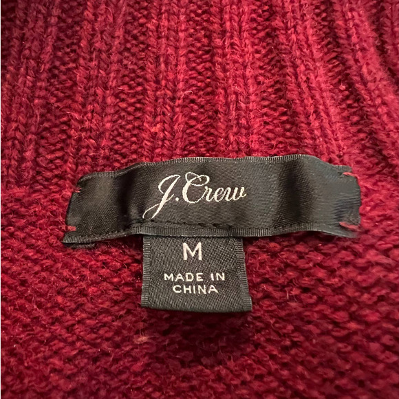 J. CREW Women's Sweater Size M in Burgundy Nylon Lambs Wool Blend w/Rhinestones - Picture 4 of 5